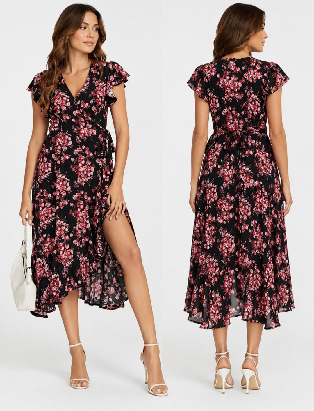 Lola wrap midi dress