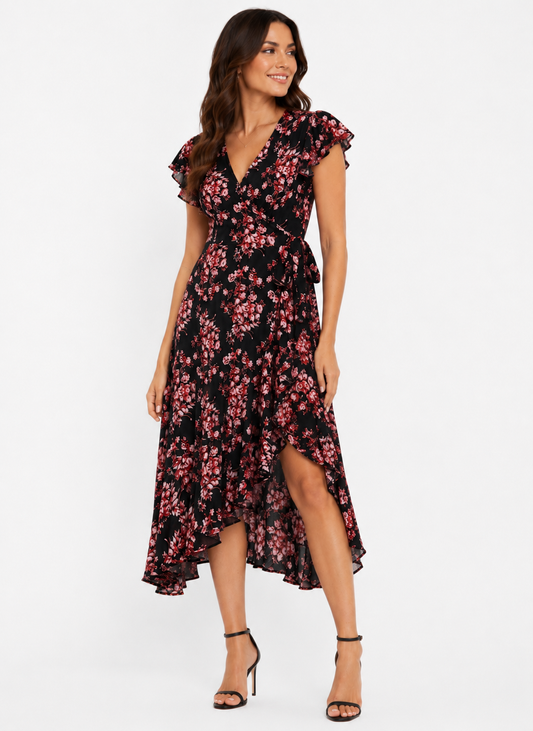 Lola wrap midi dress